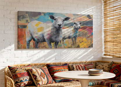 Abstract Sheep Art Canvas Wall Decor – Single & 3 Panel Split – AI PRINT LAB