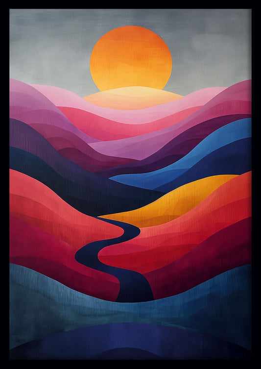 Abstract Sunset & Colorful Horizon Canvas Print & Poster – T601 – AiPrintLab