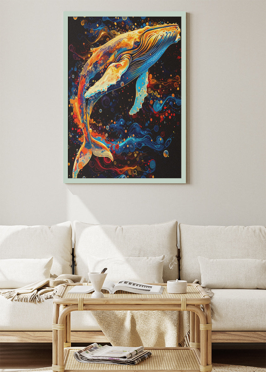 Abstract Whale Art Print & Canvas – Colorful Humpback Whale Wall Art