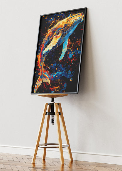 Abstract Whale Art Print & Canvas – Colorful Humpback Whale Wall Art