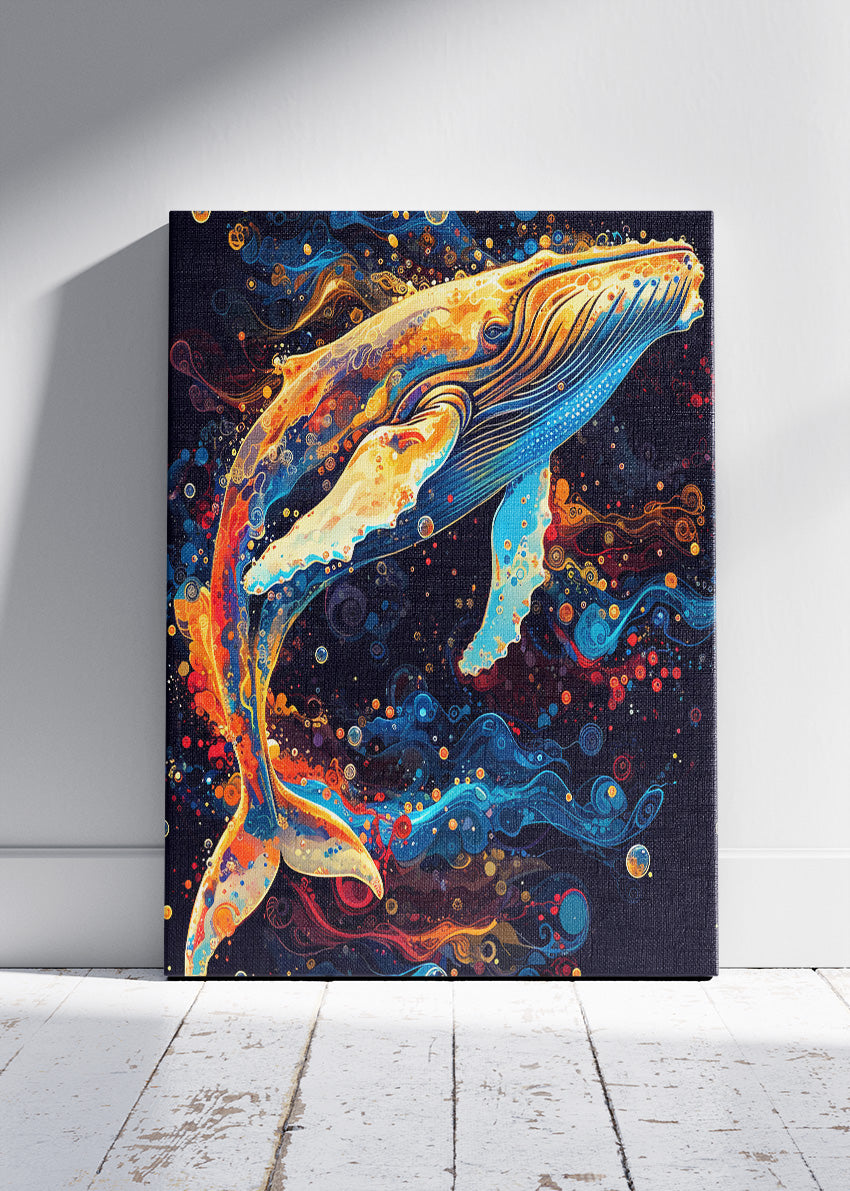 Abstract Whale Art Print & Canvas – Colorful Humpback Whale Wall Art