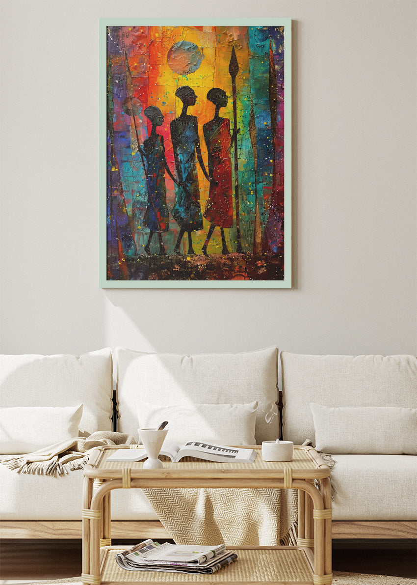 African Tribal Silhouette Abstract Canvas & Poster Print – AI PRINT LAB