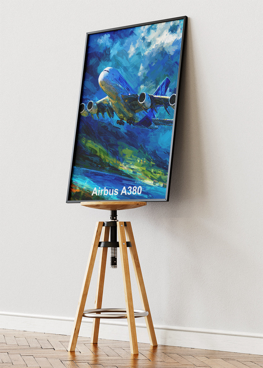 Airbus A380 Poster & Canvas Print – Vibrant Abstract Jet Aircraft Wall Art