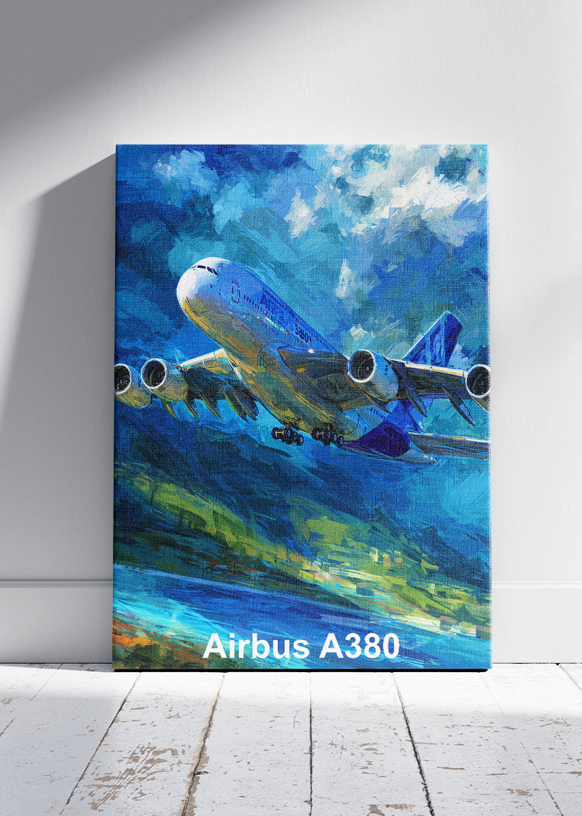 Airbus A380 Poster & Canvas Print – Vibrant Abstract Jet Aircraft Wall Art