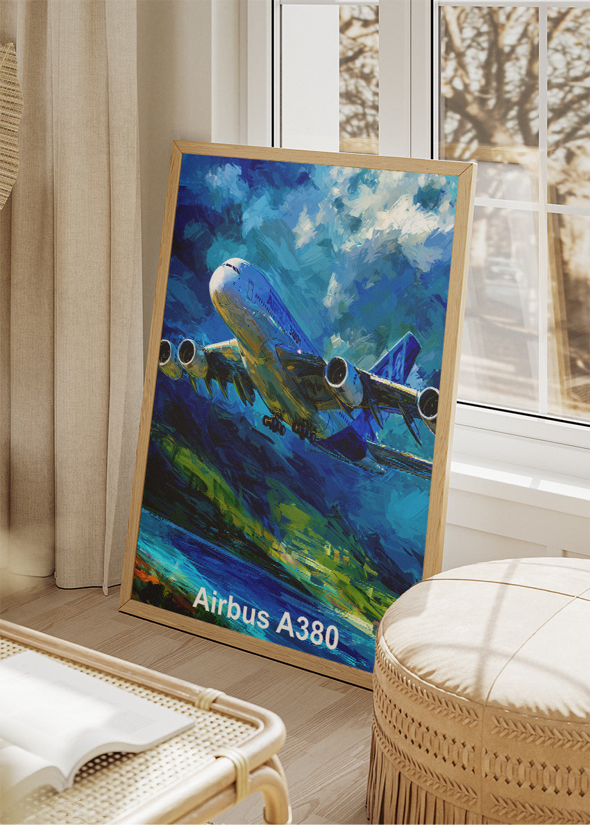 Airbus A380 Poster & Canvas Print – Vibrant Abstract Jet Aircraft Wall Art