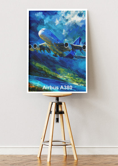Airbus A380 Poster & Canvas Print – Vibrant Abstract Jet Aircraft Wall Art