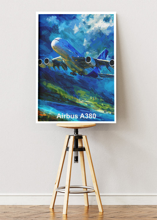 Airbus A380 Poster & Canvas Print – Vibrant Abstract Jet Aircraft Wall Art