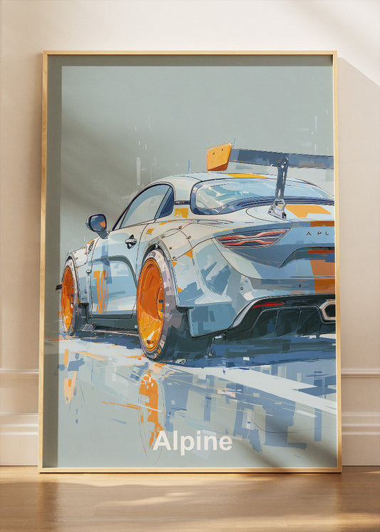 Alpine Sports Car Poster & Canvas Art Print – Modern Motorsport Performance Wall Art