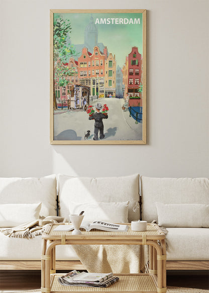Amsterdam Vintage City Poster & Canvas Print – Retro Netherlands Street Art
