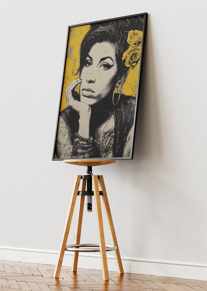Amy Winehouse Black & Gold Portrait Wall Art Poster & Canvas