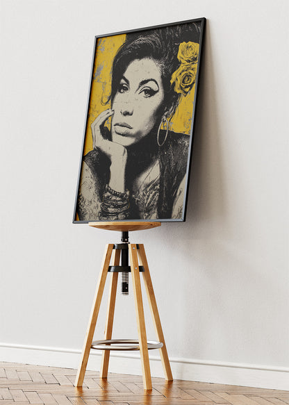 Amy Winehouse Black & Gold Portrait Wall Art Poster & Canvas
