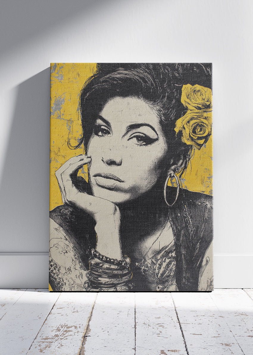 Amy Winehouse Black & Gold Portrait Wall Art Poster & Canvas