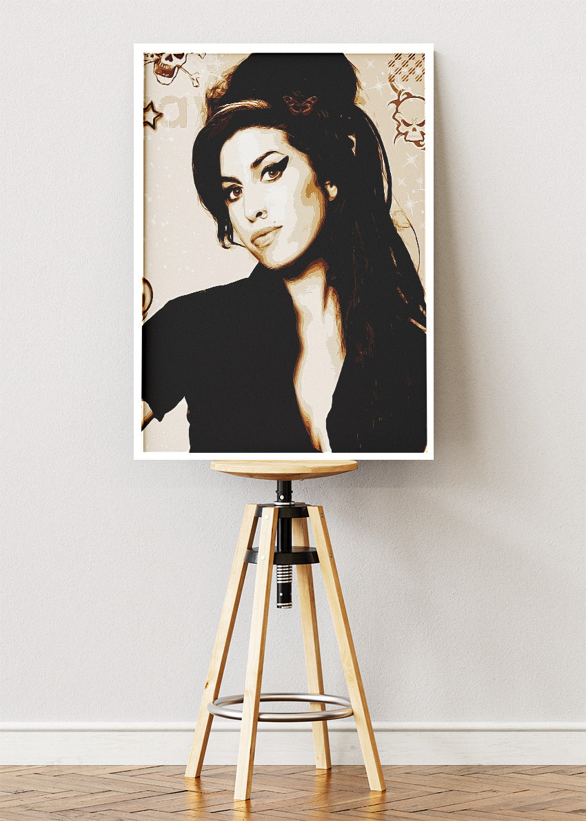 Amy Winehouse Vintage Portrait Wall Art Poster & Canvas Print