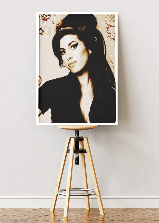 Amy Winehouse Vintage Portrait Wall Art Poster & Canvas Print