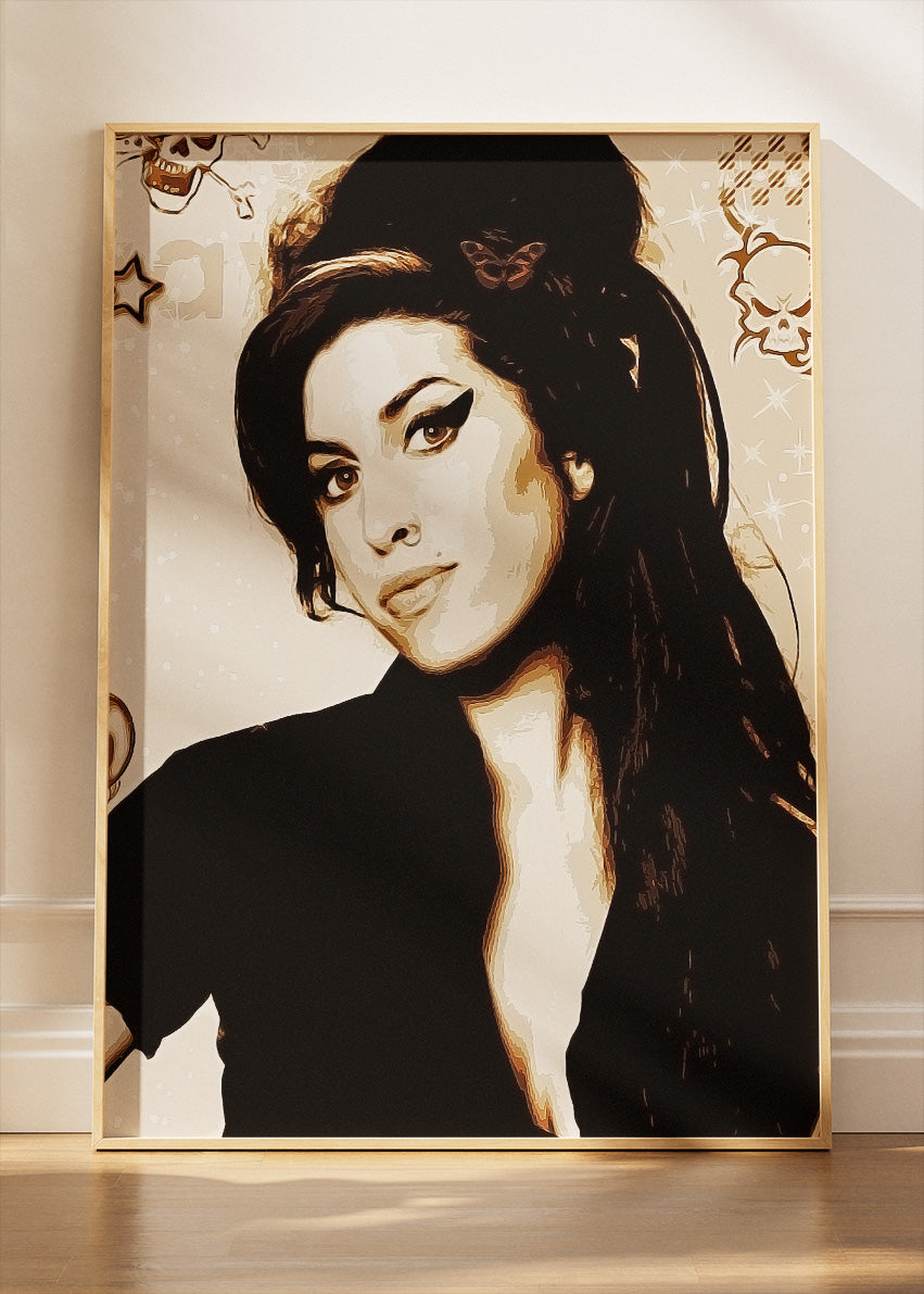 Amy Winehouse Vintage Portrait Wall Art Poster & Canvas Print