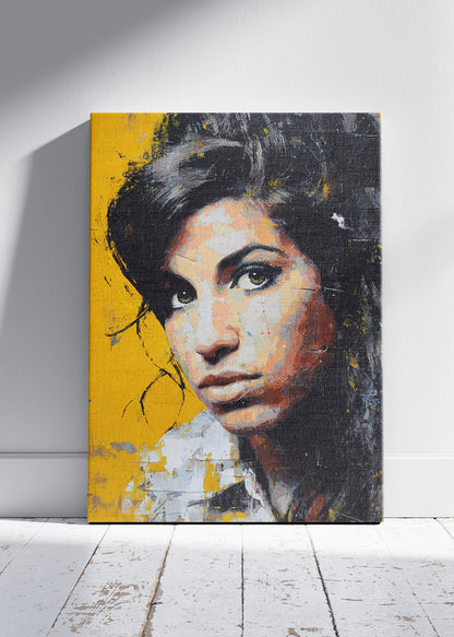 Amy Winehouse Yellow Urban Portrait Wall Art Poster & Canvas Print