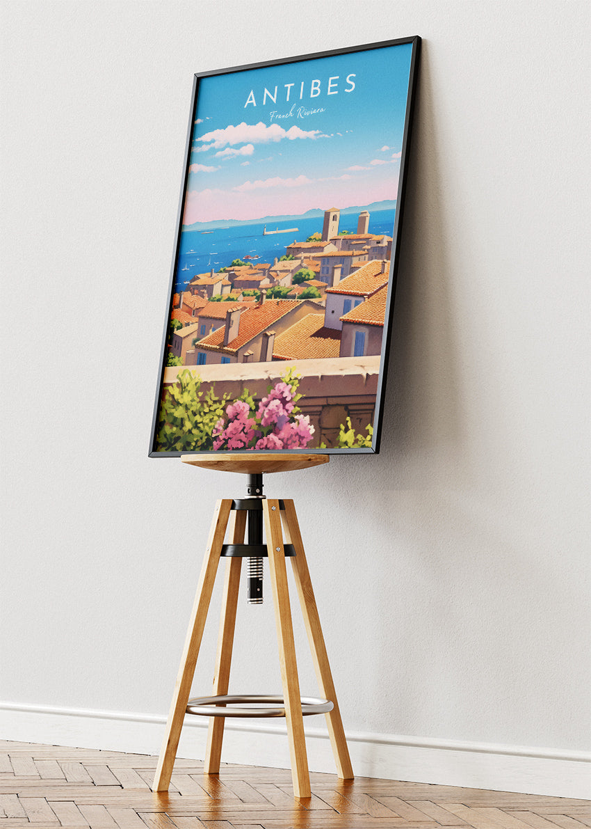 Antibes French Riviera Poster & Canvas Print – Vintage Coastal Travel Art