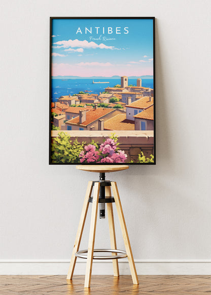 Antibes French Riviera Poster & Canvas Print – Vintage Coastal Travel Art