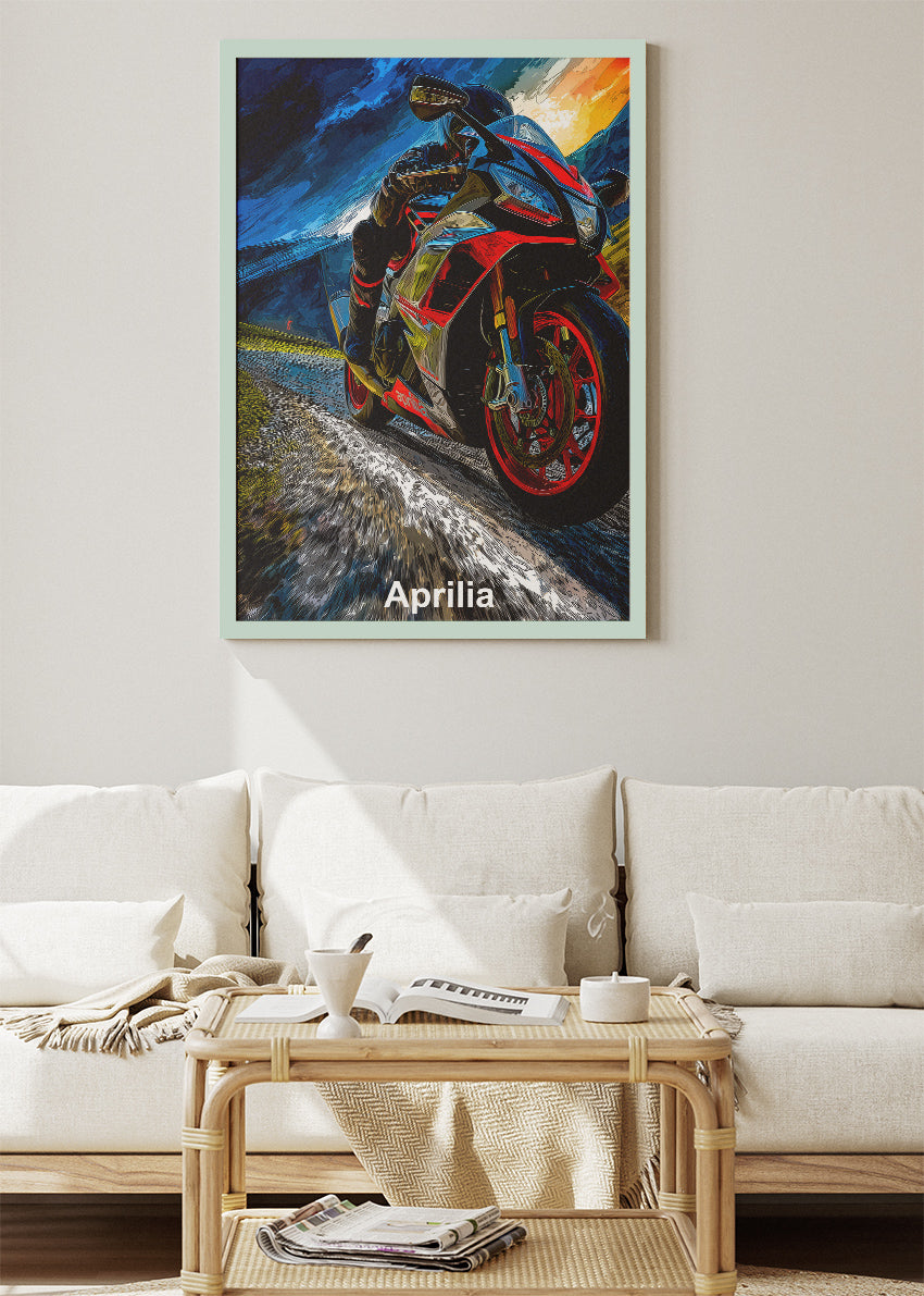 Aprilia Superbike Racing Wall Art Poster & Canvas – Dynamic Motorcycle Motorsport Artwork