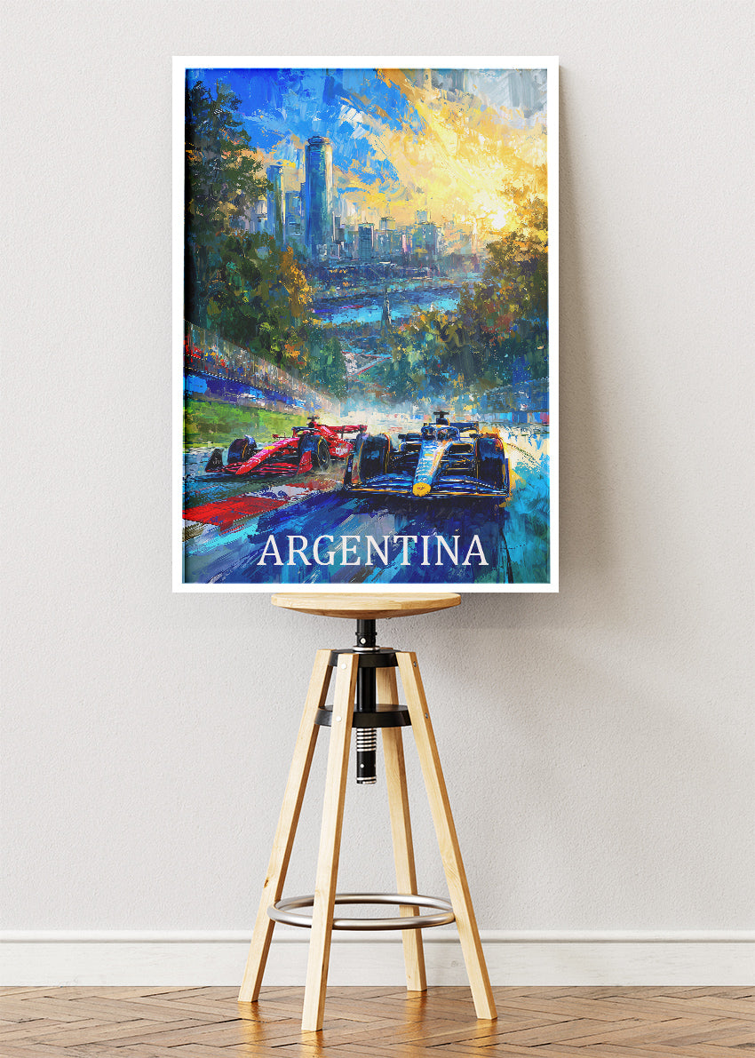 Argentina Formula Racing Art Poster & Canvas Print | Dynamic Motorsport Wall Art