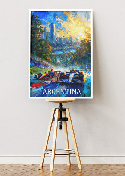 Argentina Formula Racing Art Poster & Canvas Print | Dynamic Motorsport Wall Art