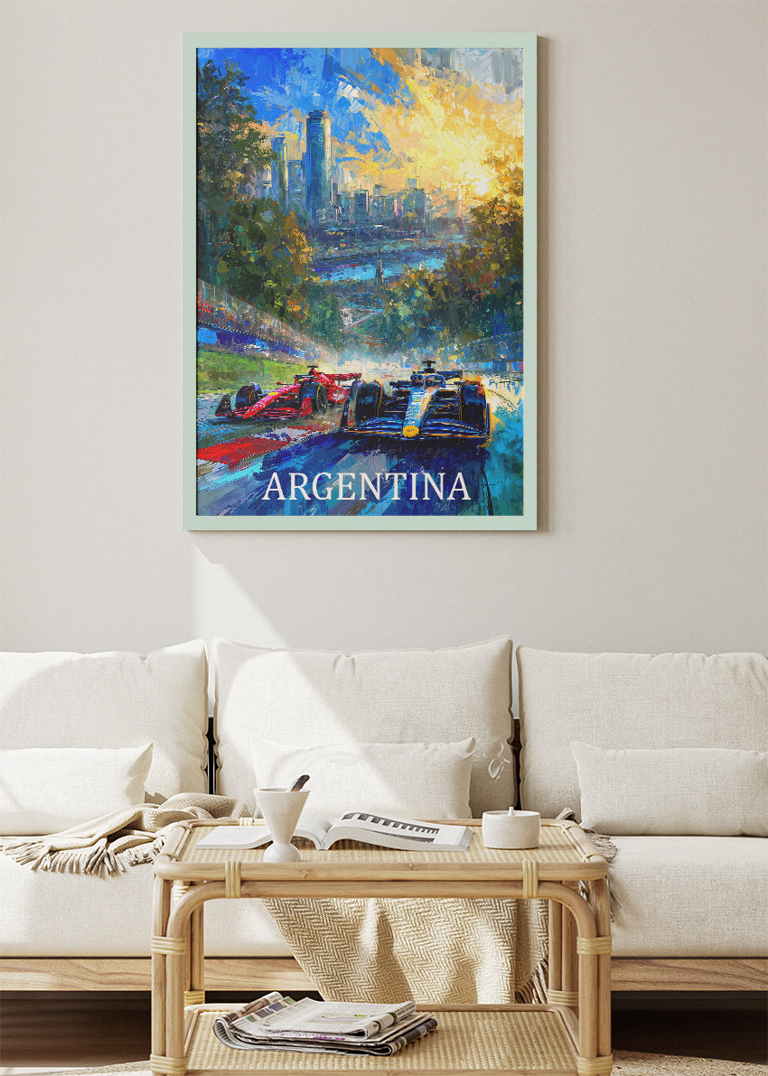Argentina Formula Racing Art Poster & Canvas Print | Dynamic Motorsport Wall Art