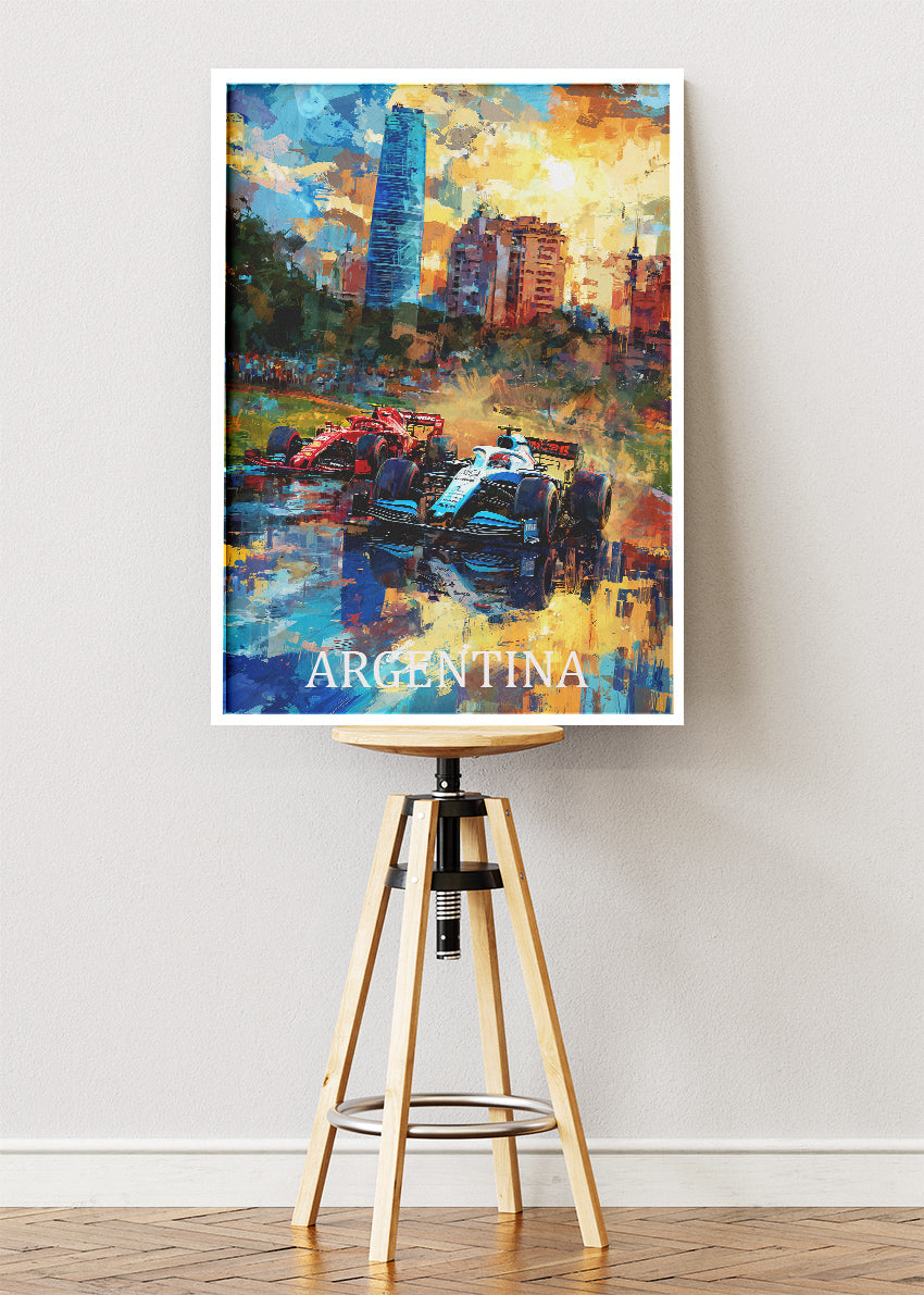 Argentina Formula Racing Art Poster & Canvas Print | Expressive Motorsport Wall Art