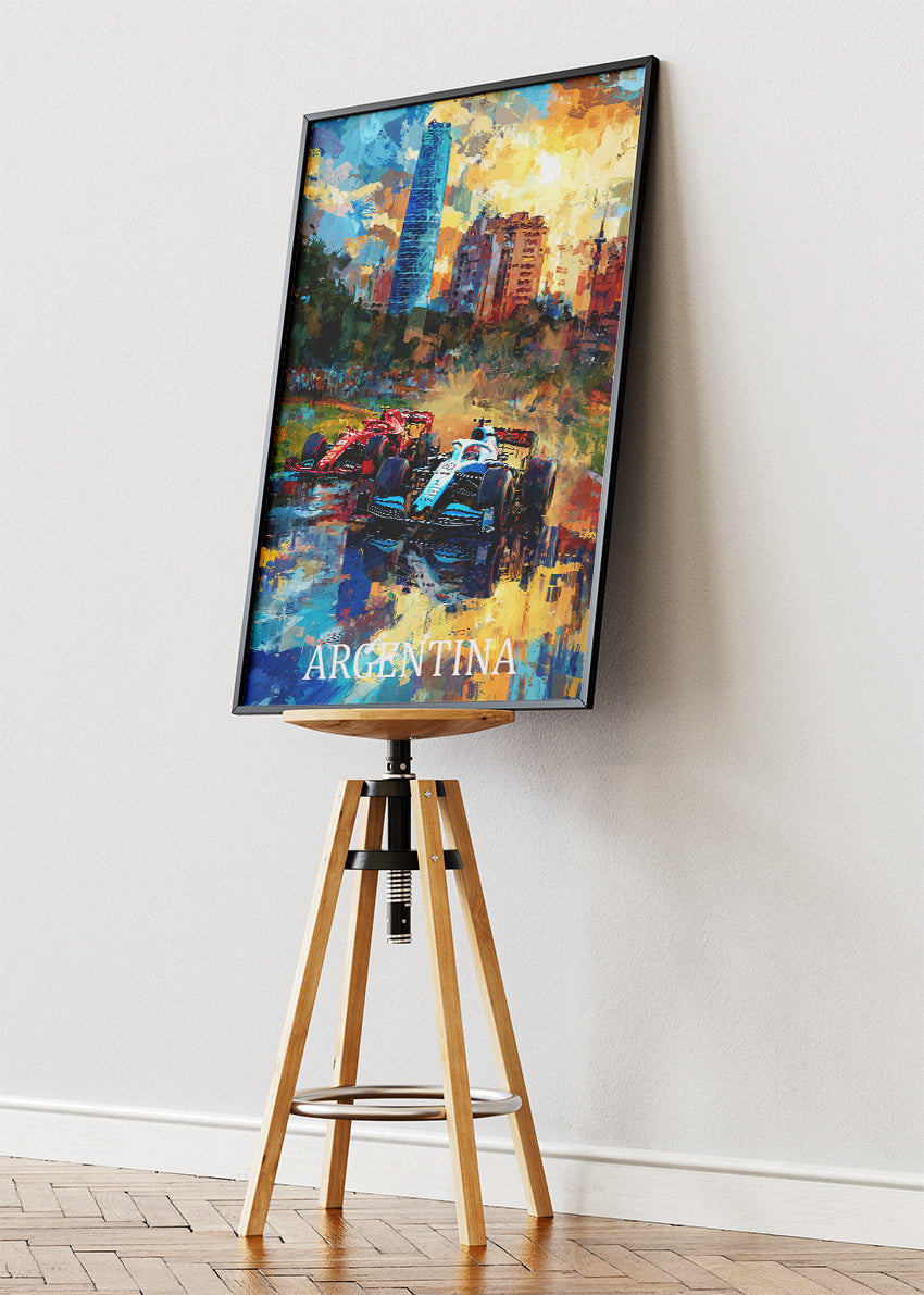 Argentina Formula Racing Art Poster & Canvas Print | Expressive Motorsport Wall Art
