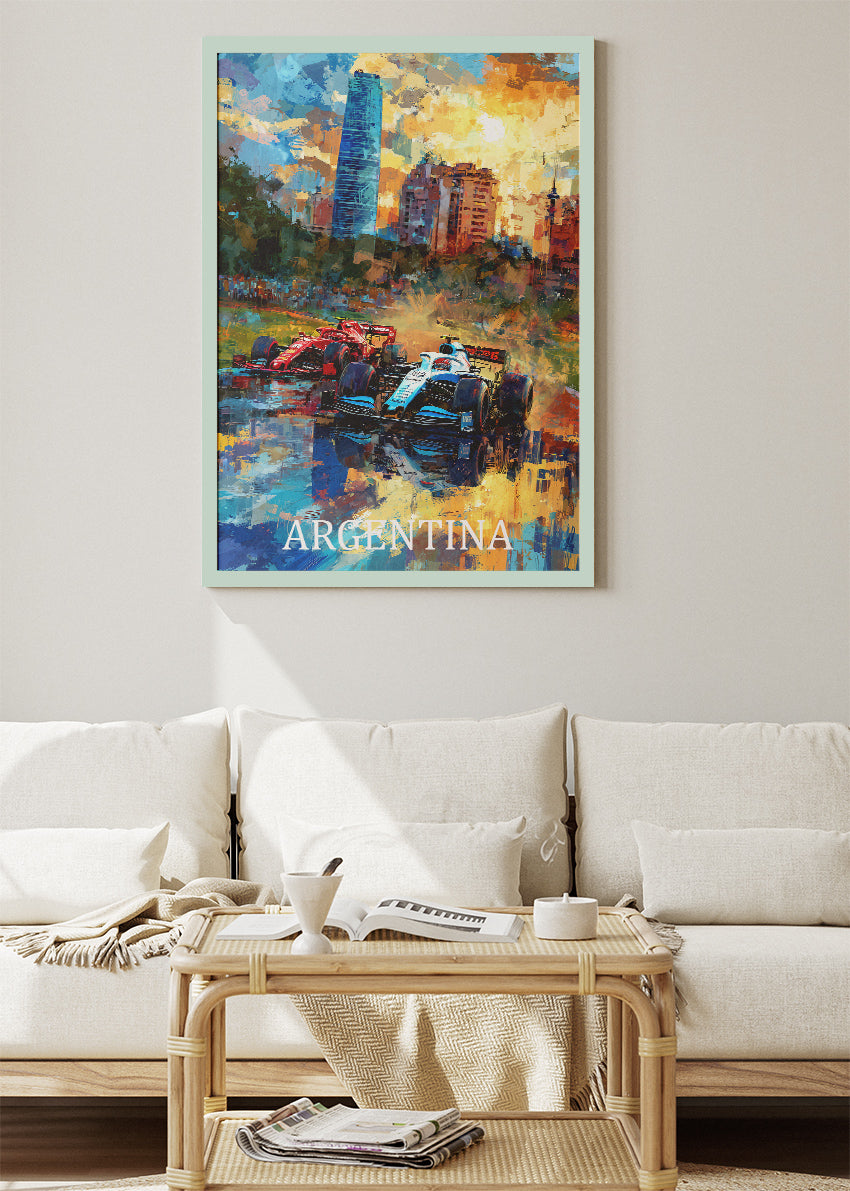 Argentina Formula Racing Art Poster & Canvas Print | Expressive Motorsport Wall Art