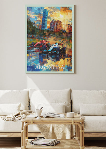 Argentina Formula Racing Art Poster & Canvas Print | Expressive Motorsport Wall Art