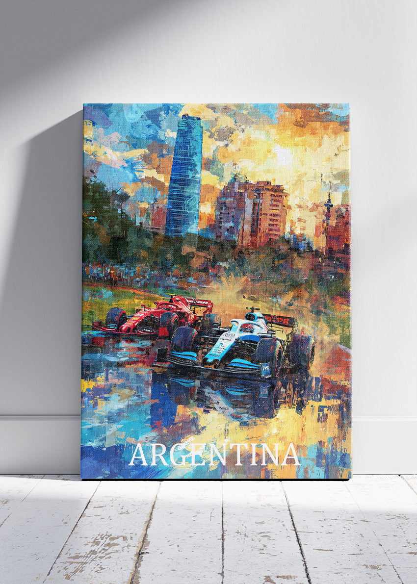 Argentina Formula Racing Art Poster & Canvas Print | Expressive Motorsport Wall Art