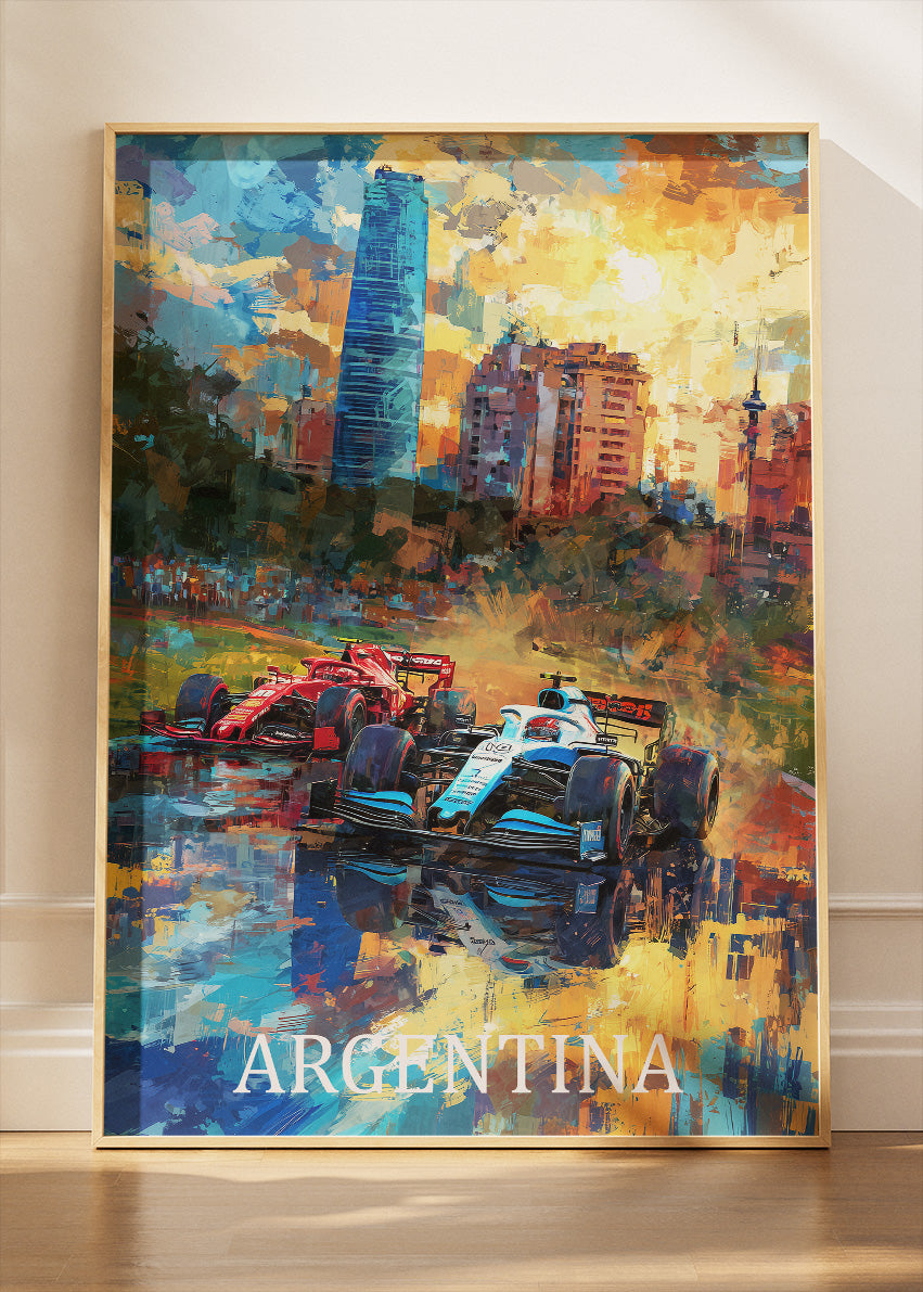 Argentina Formula Racing Art Poster & Canvas Print | Expressive Motorsport Wall Art