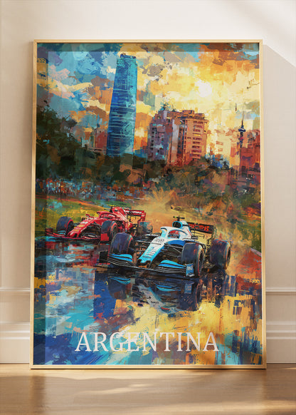 Argentina Formula Racing Art Poster & Canvas Print | Expressive Motorsport Wall Art