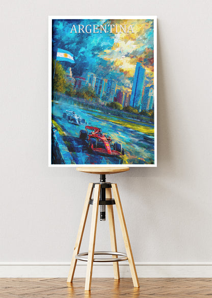 Argentina Formula Racing City Poster & Canvas Print | Vibrant Motorsport Wall Art