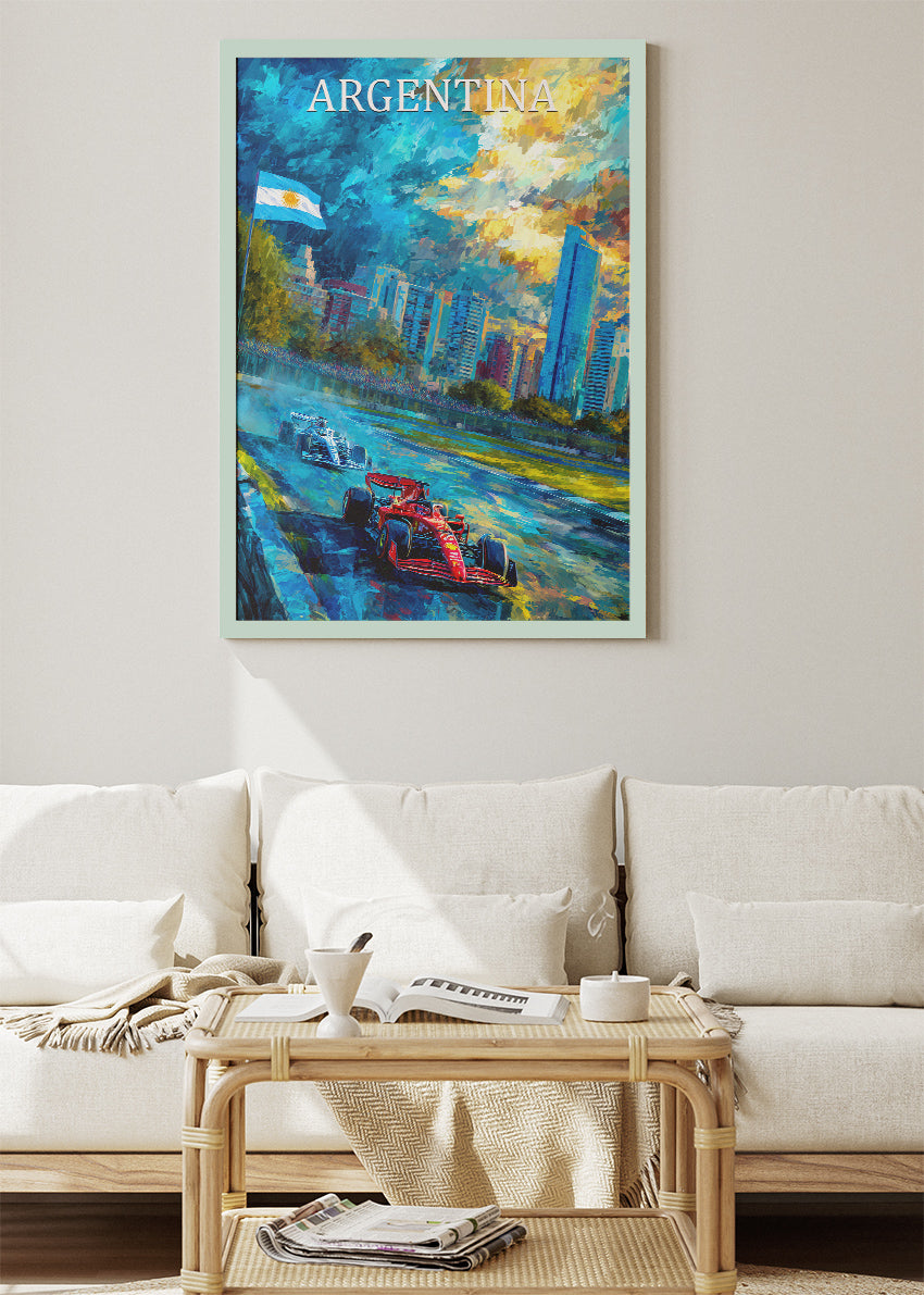 Argentina Formula Racing City Poster & Canvas Print | Vibrant Motorsport Wall Art