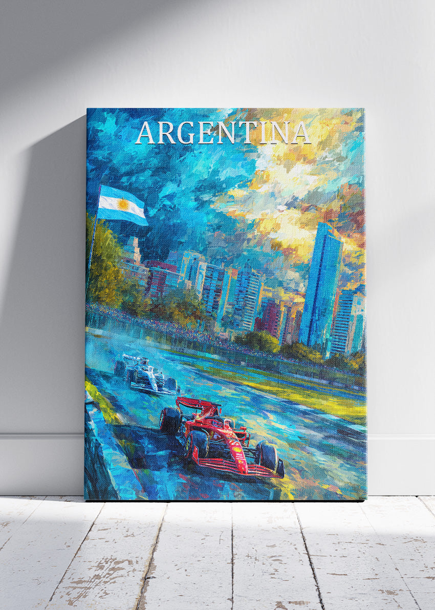 Argentina Formula Racing City Poster & Canvas Print | Vibrant Motorsport Wall Art