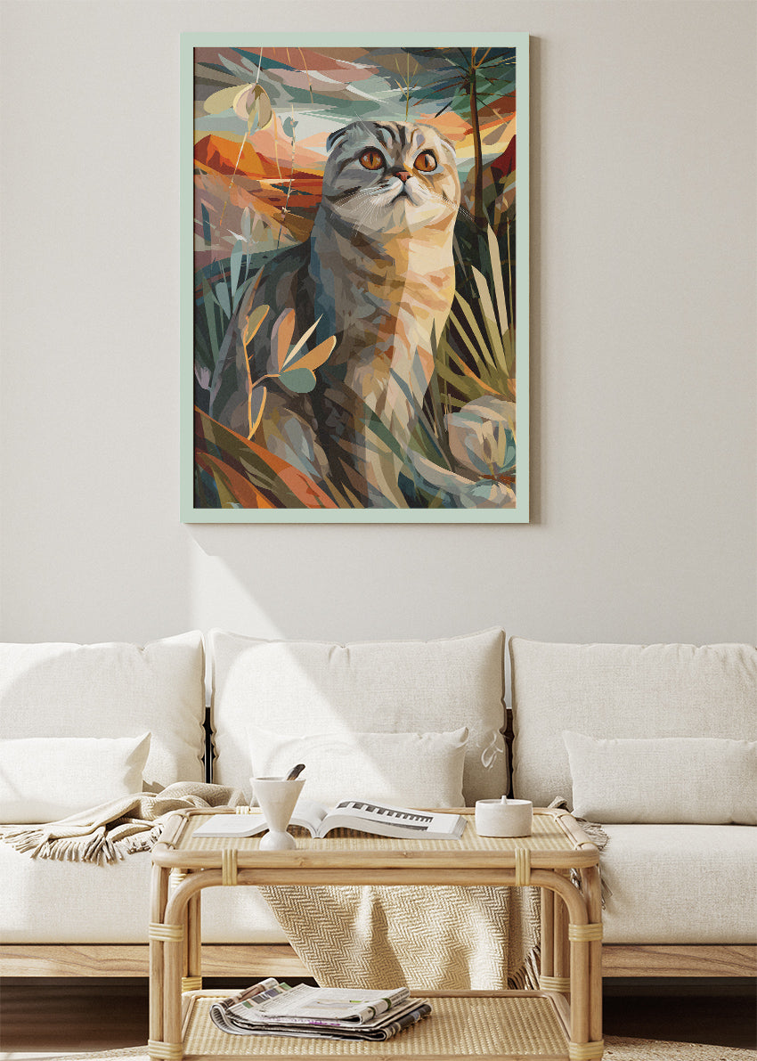 Artistic Cat Landscape Canvas Print & Poster – Modern Animal Wall Art – AI PRINT LAB