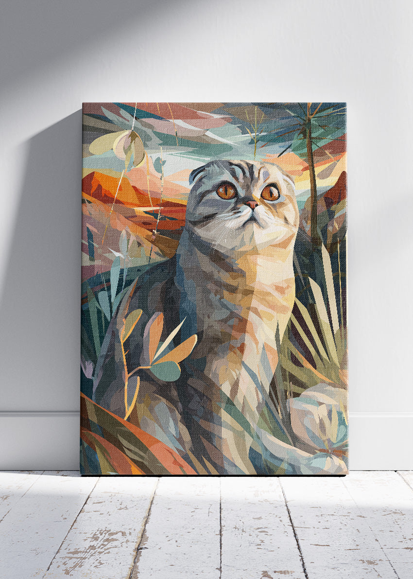 Artistic Cat Landscape Canvas Print & Poster – Modern Animal Wall Art – AI PRINT LAB