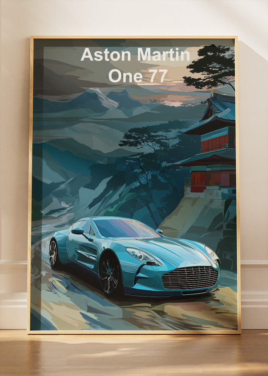 Aston Martin One-77 Scenic Art Poster & Canvas Print – Luxury Supercar Landscape Wall Art