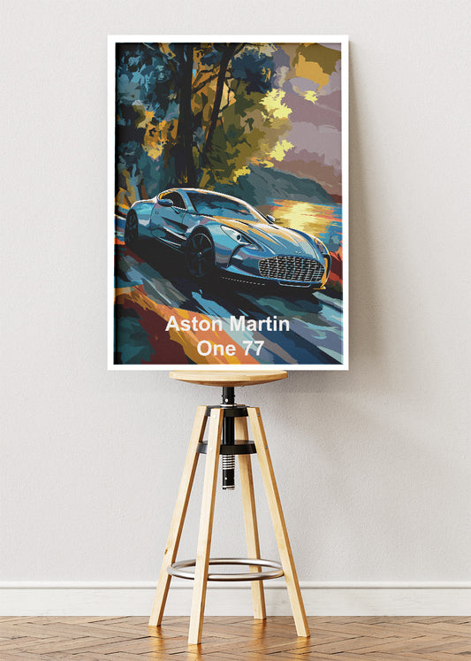 Aston Martin One-77 Scenic Drive Art Poster & Canvas Print – Luxury Supercar Wall Art