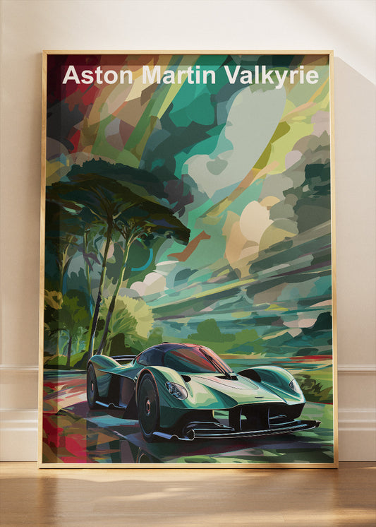 Aston Martin Valkyrie Artistic Landscape Poster & Canvas Print – Luxury Hypercar Wall Art