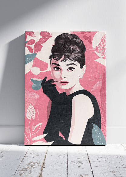 Audrey Hepburn Pink Pop Art Portrait Wall Art Poster & Canvas