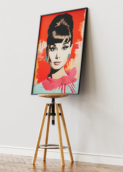 Audrey Hepburn Pop Art Portrait Wall Art Poster & Canvas Print – Modern Fashion Icon Illustration