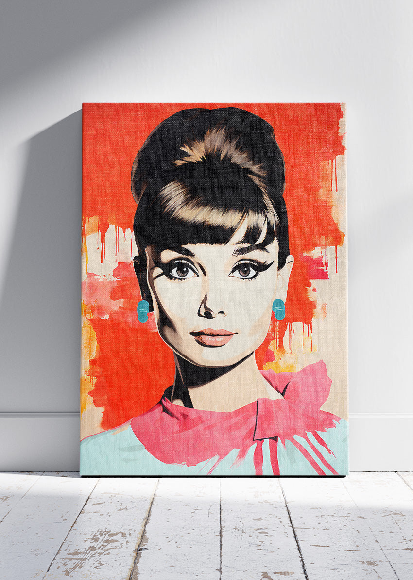 Audrey Hepburn Pop Art Portrait Wall Art Poster & Canvas Print – Modern Fashion Icon Illustration