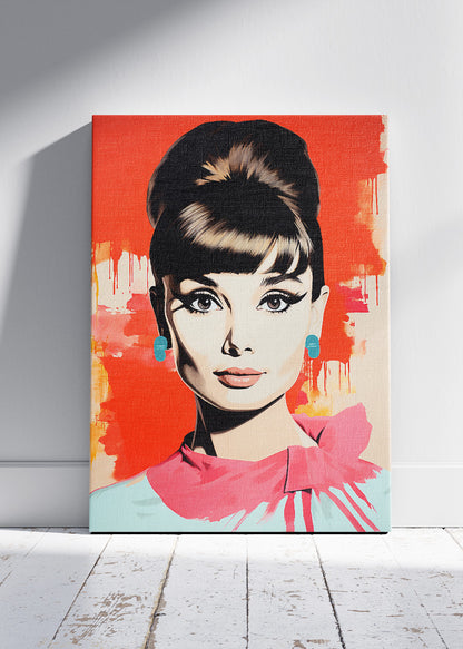 Audrey Hepburn Pop Art Portrait Wall Art Poster & Canvas Print – Modern Fashion Icon Illustration