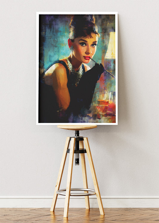 Audrey Hepburn Timeless Vintage Glamour Portrait Wall Art Poster & Canvas Print
