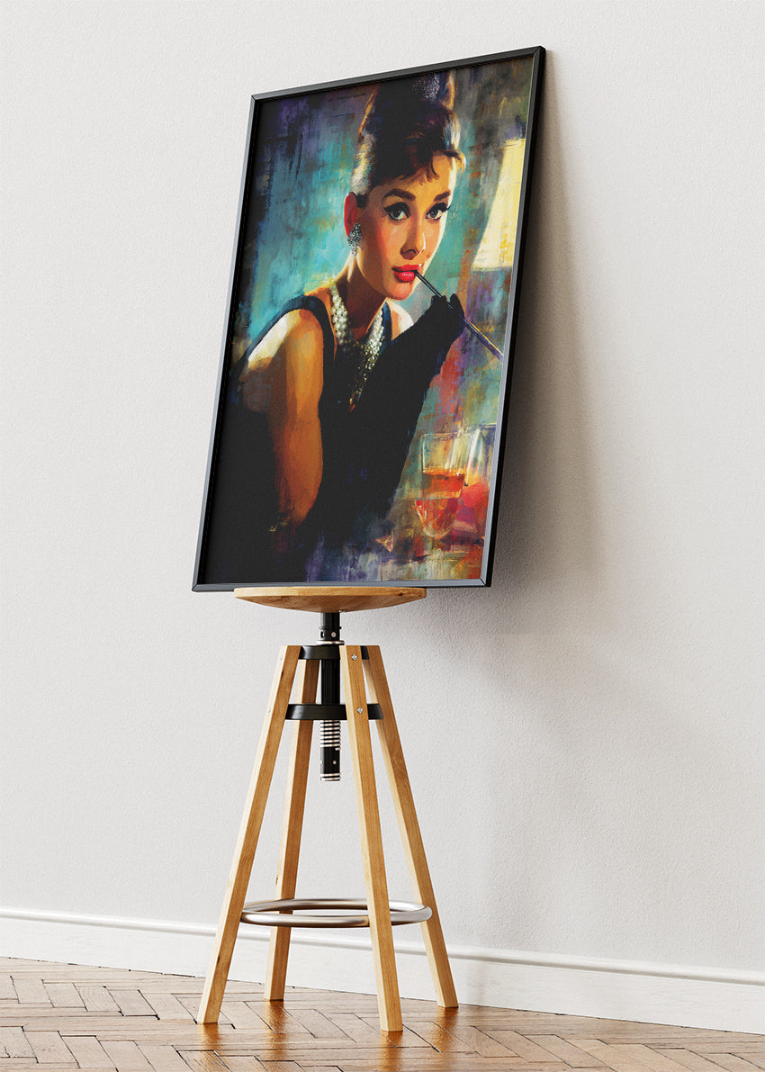 Audrey Hepburn Timeless Vintage Glamour Portrait Wall Art Poster & Canvas Print