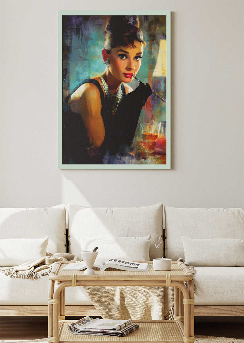 Audrey Hepburn Timeless Vintage Glamour Portrait Wall Art Poster & Canvas Print