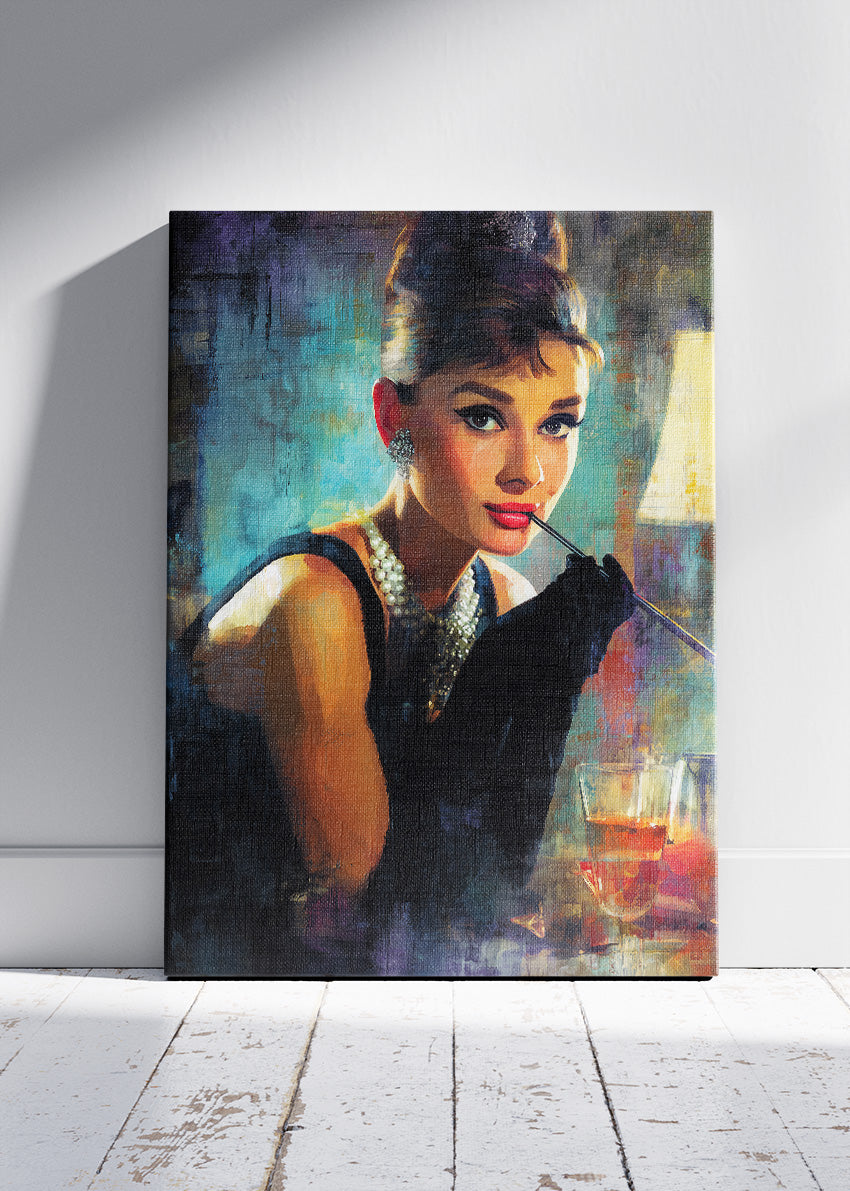 Audrey Hepburn Timeless Vintage Glamour Portrait Wall Art Poster & Canvas Print