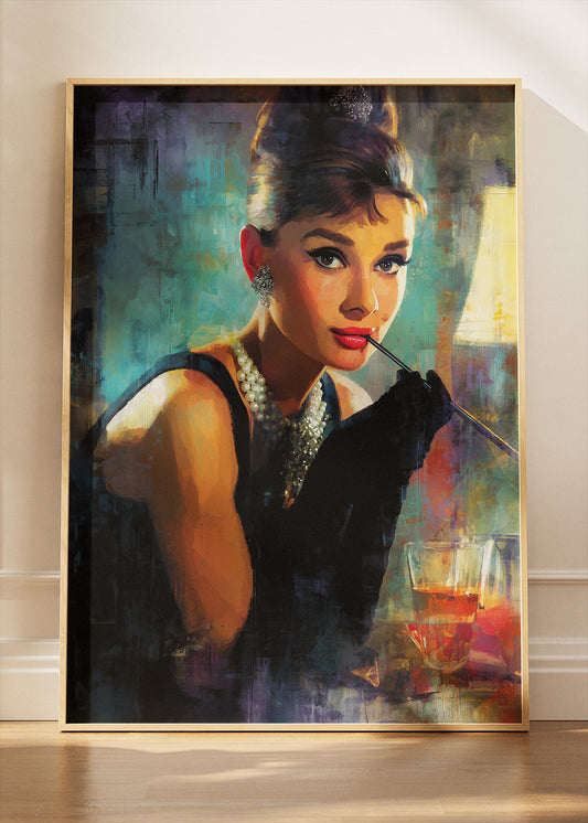 Audrey Hepburn Timeless Vintage Glamour Portrait Wall Art Poster & Canvas Print